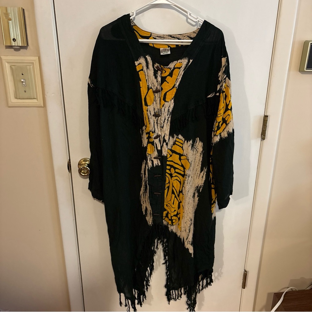 Elegant Black and Yellow Women's Tunic with Pants and Scarf